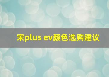 宋plus ev颜色选购建议